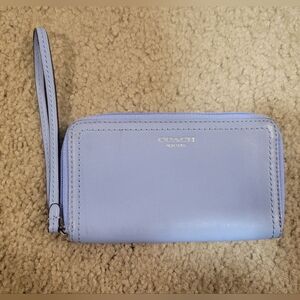 Light blue Coach wristlet wallet